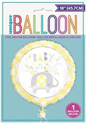 Baby Shower Yellow 18" Round Foil Balloon