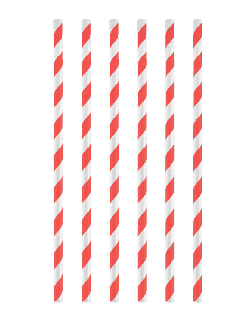 12 Red Stripe Paper Straws