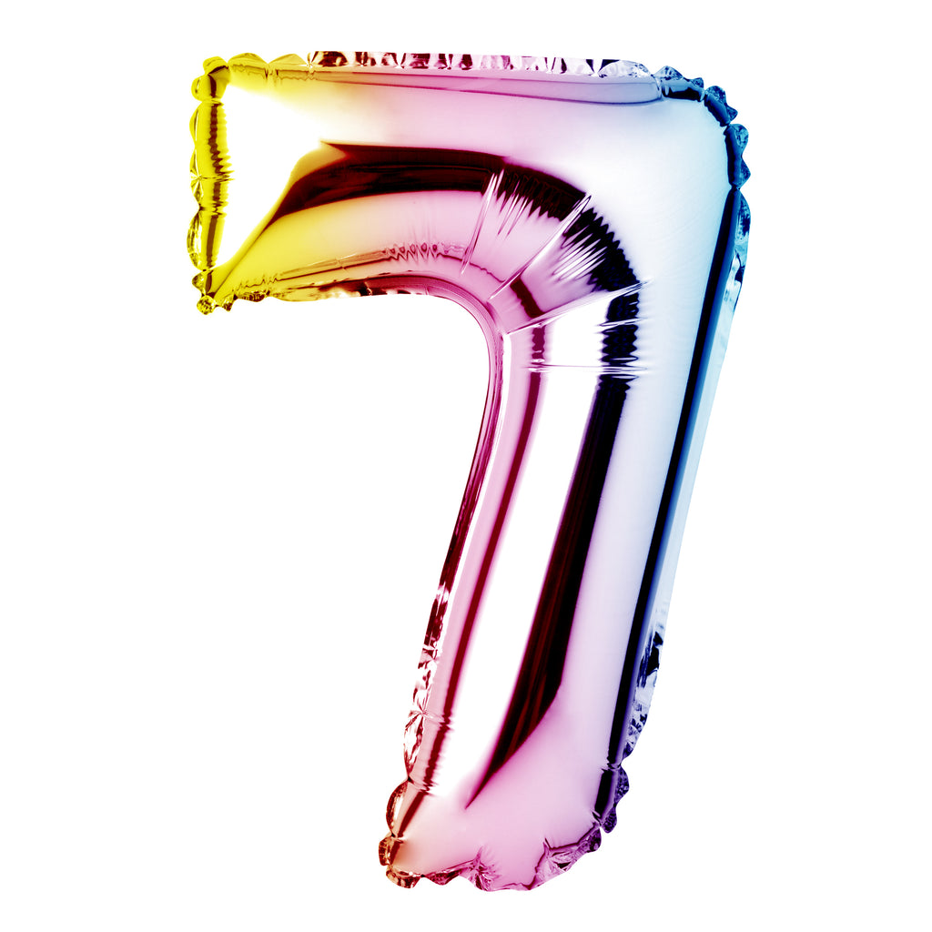 Large Rainbow Foil "Number 7" Balloon