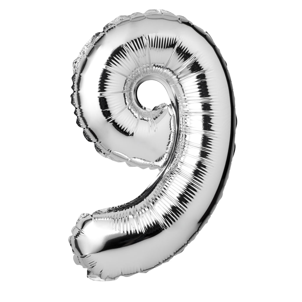 Large Silver Foil "Number 9" Balloon