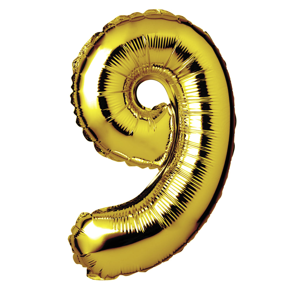 Large Gold Foil "Number 9" Balloon