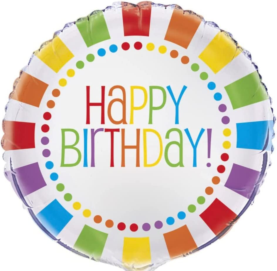 Happy Birthday Rainbow 18" Round Foil Balloon