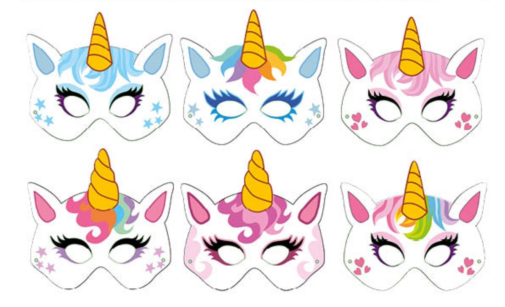 12 Cardboard Unicorn Masks
