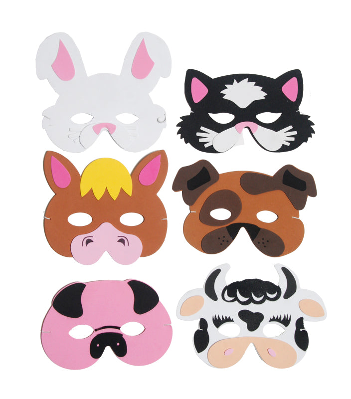6 Foam Farm Animal Masks