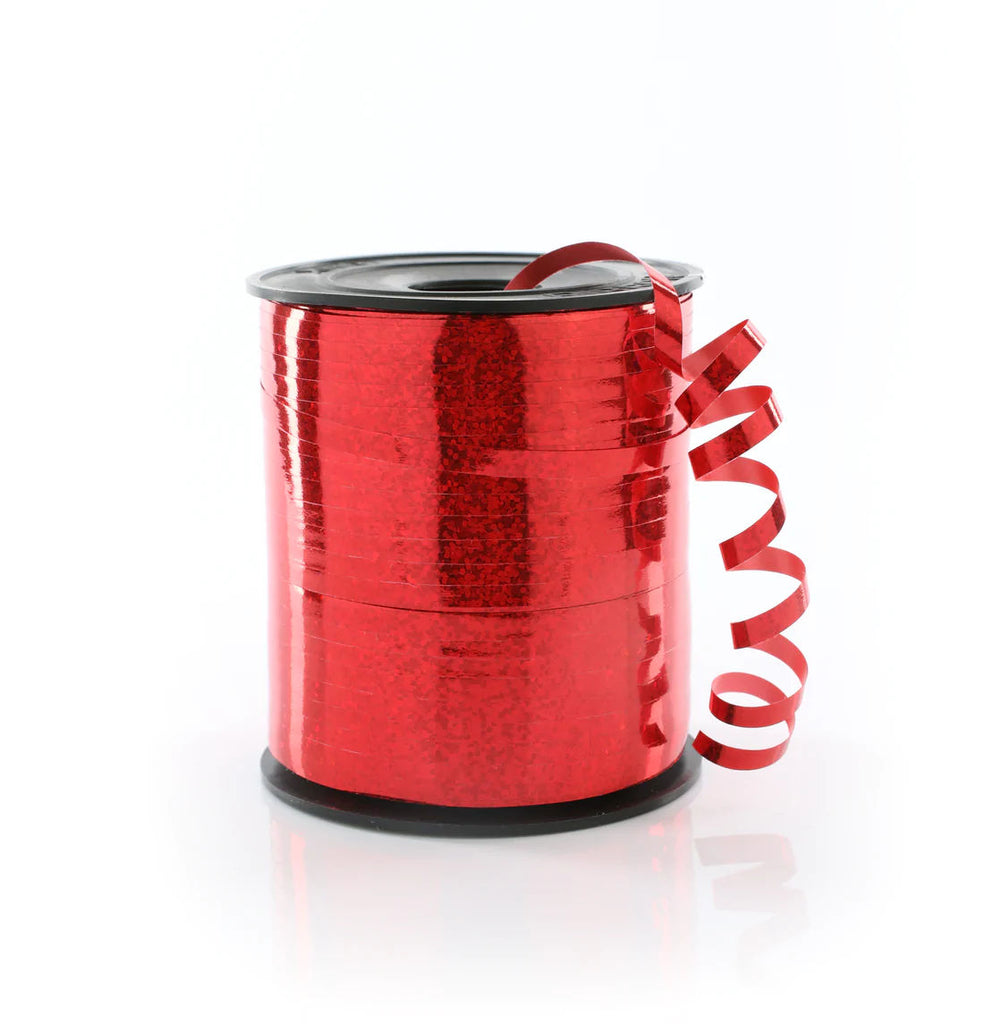 250m Holographic Red Balloon Ribbon