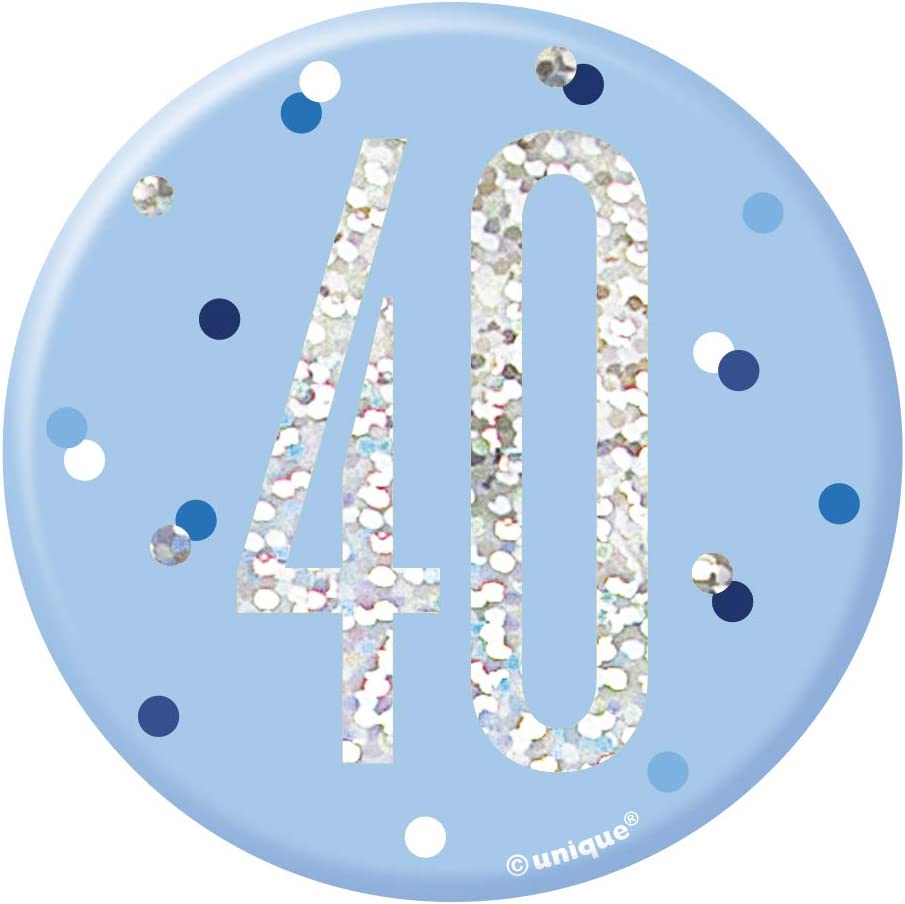 Blue 40th Birthday Glitz Badge