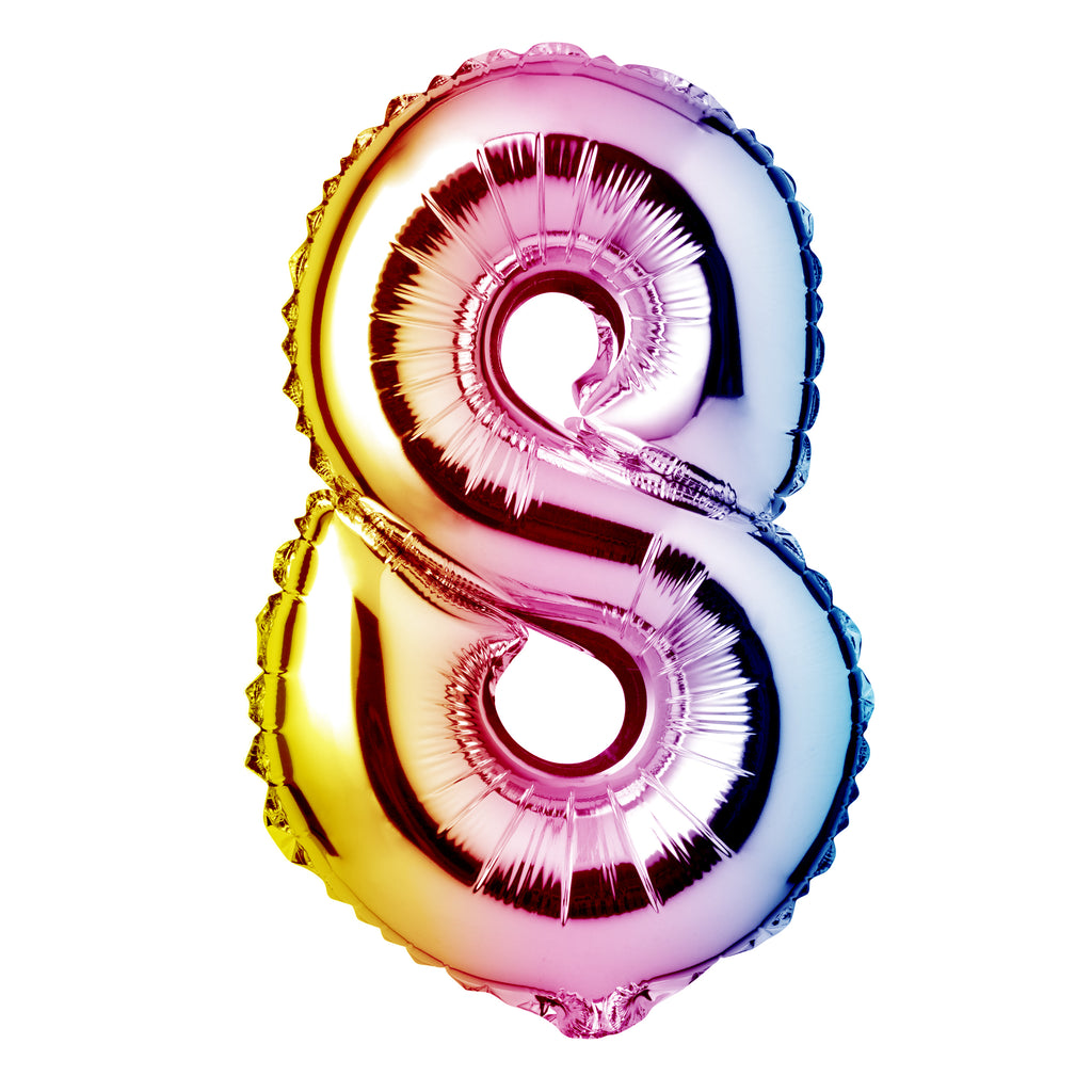 Large Rainbow Foil "Number 8" Balloon