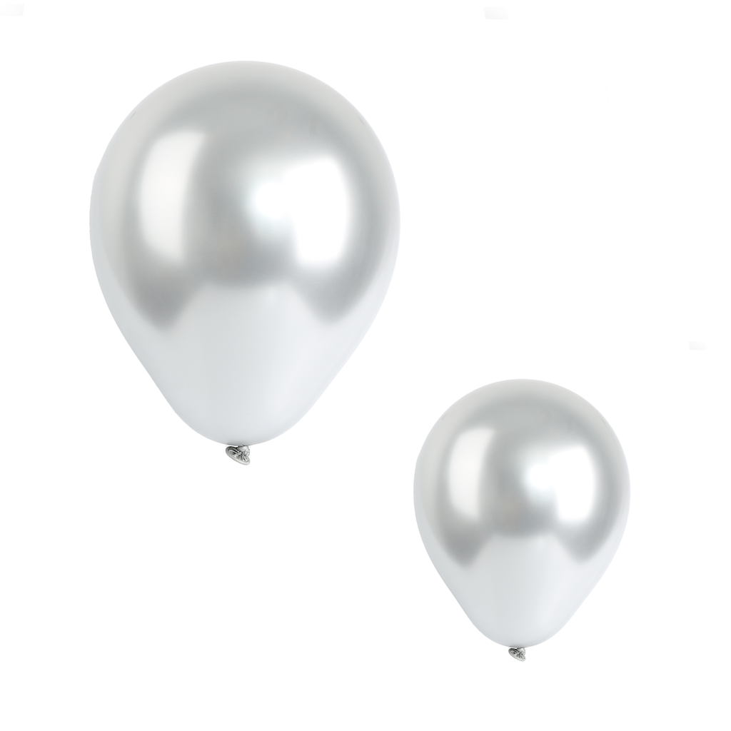 100 Metallic Silver 7" Latex Balloons