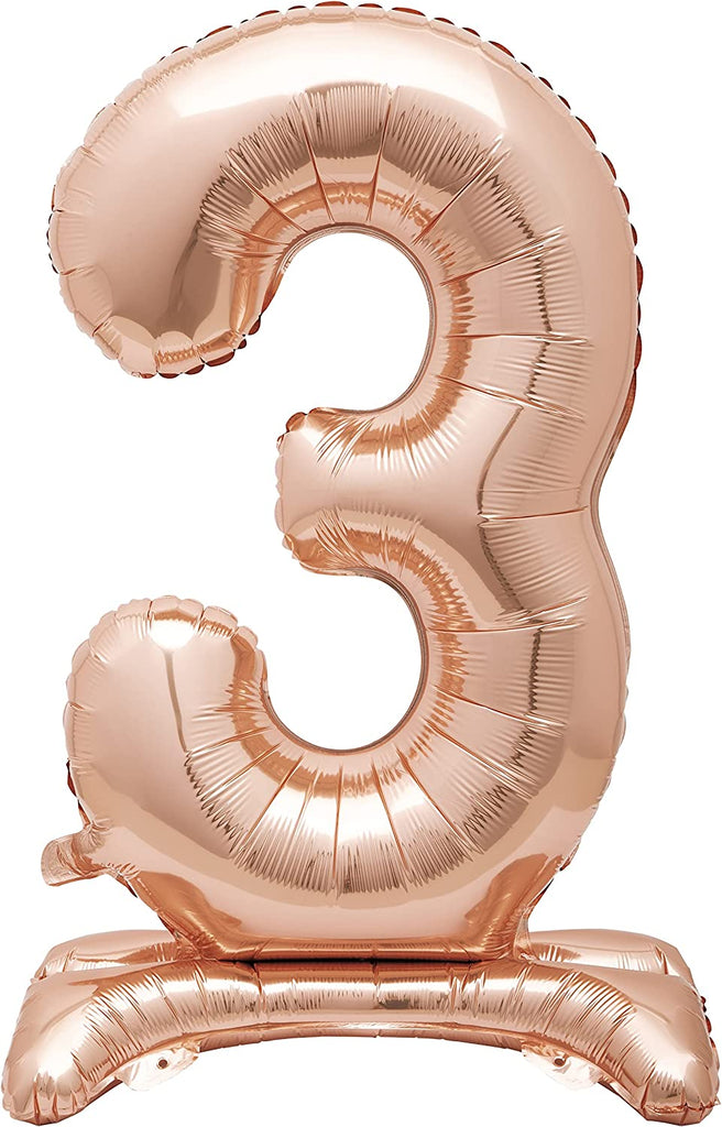 Number 3 Rose Gold Standing Foil Balloon