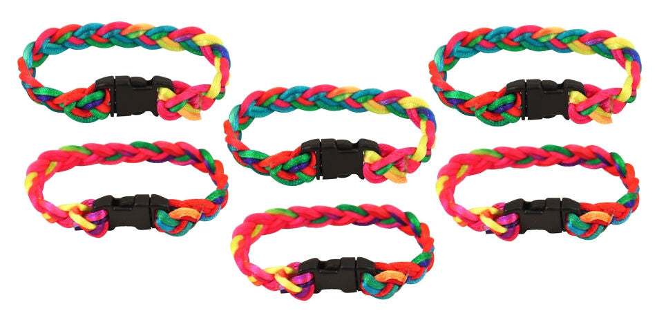 6 Neon Braided Bracelets