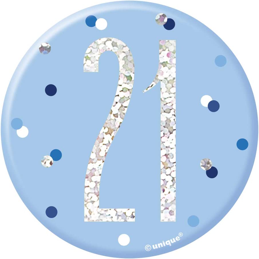 Blue 21st Birthday Glitz Badge