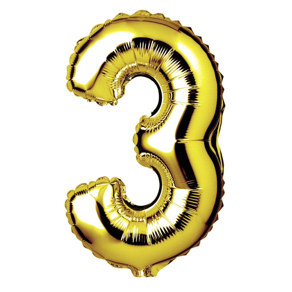Large Gold Foil "Number 3" Balloon