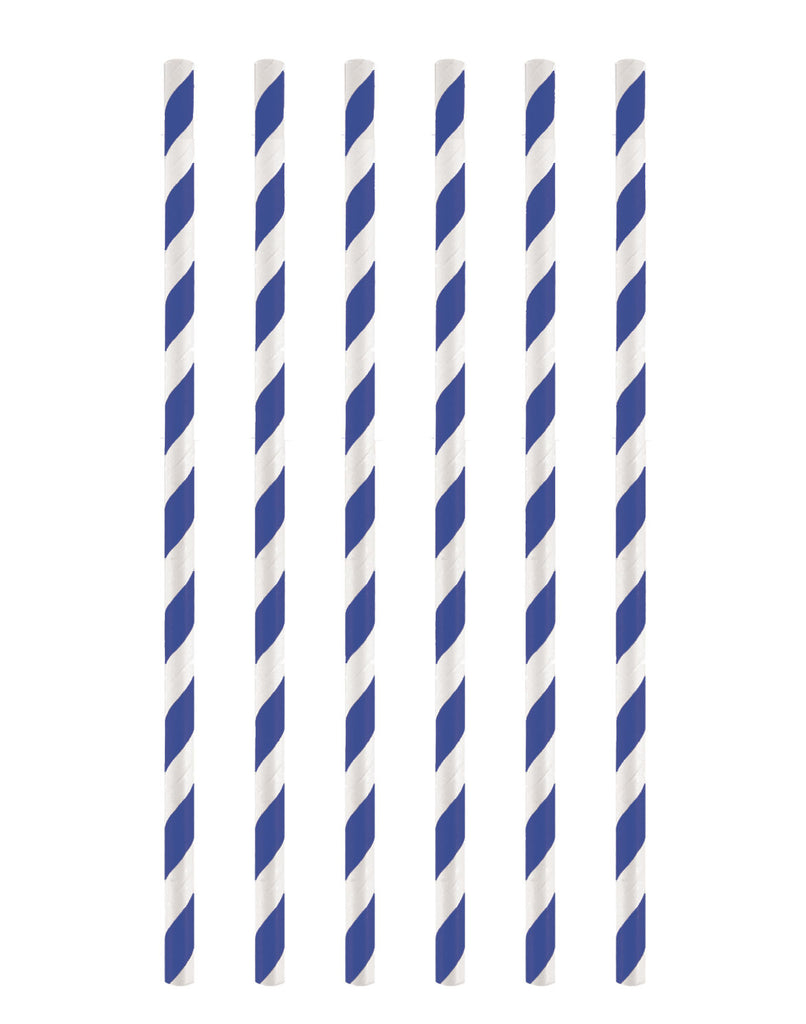 12 Blue Stripe Paper Straws