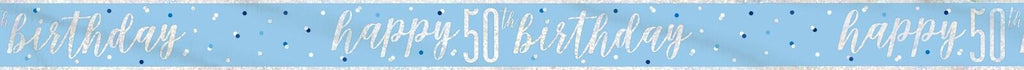 Blue Happy 50th Birthday Glitz 9ft Foil Banner
