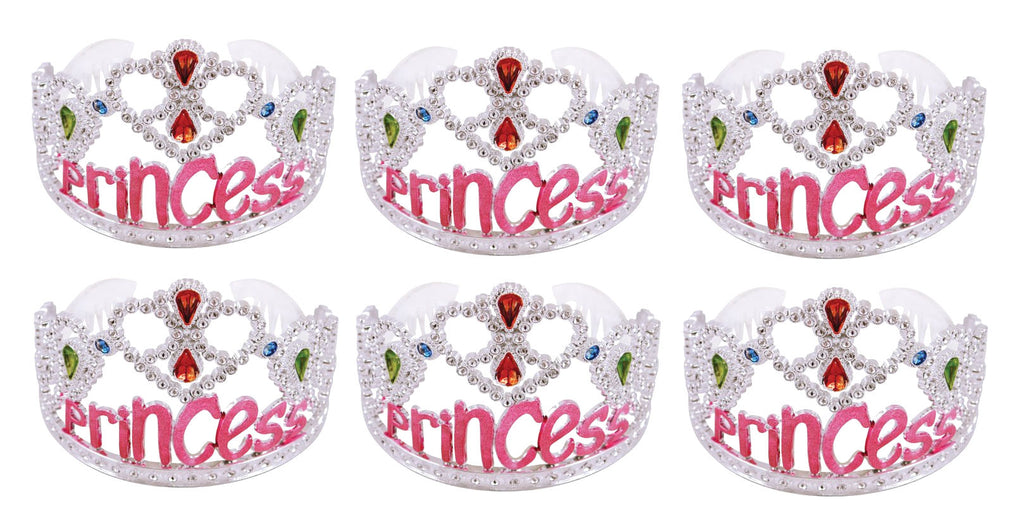 6 Silver & Pink Princess Tiaras