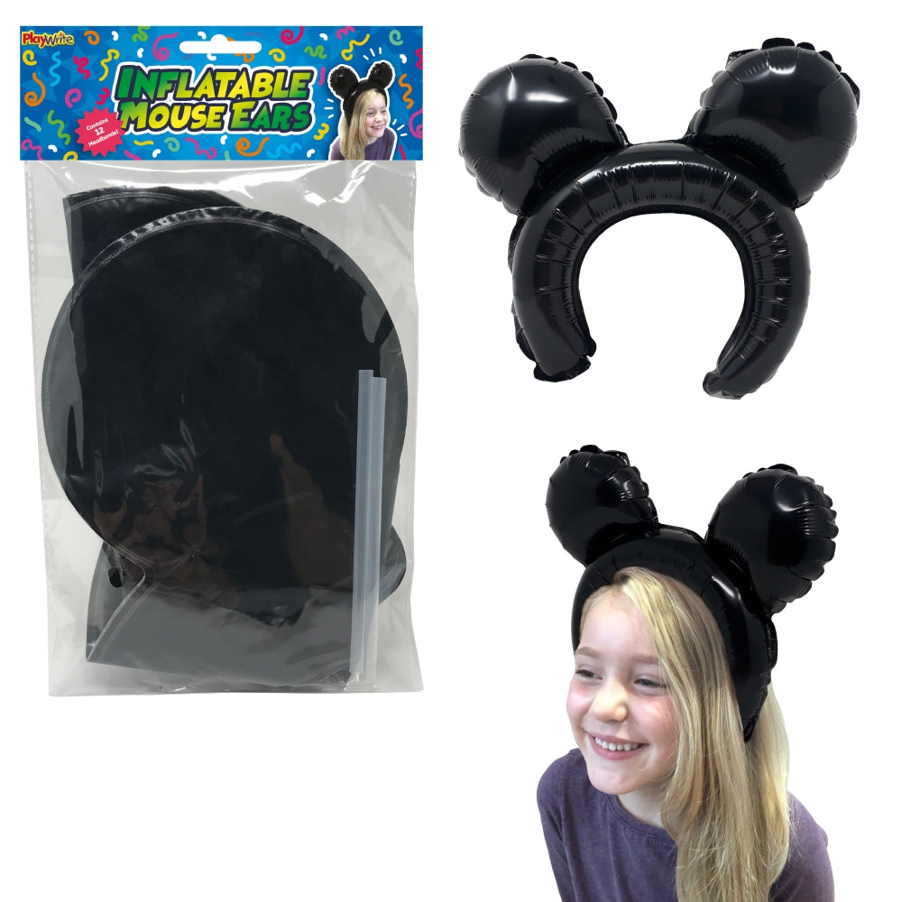 12 Inflatable Mouse Ear Headbands