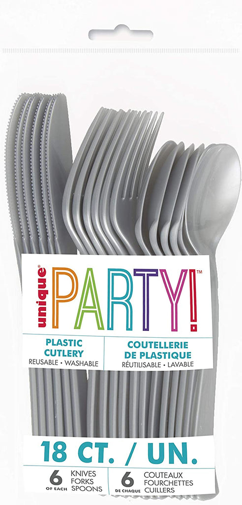 Silver Plastic Assorted Cutlery Set