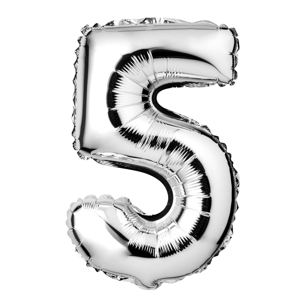 Large Silver Foil "Number 5" Balloon