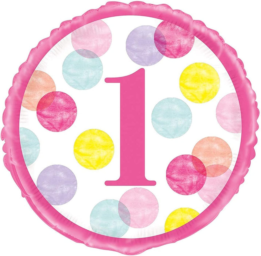 Pink 1st Birthday 18" Round Foil Balloon