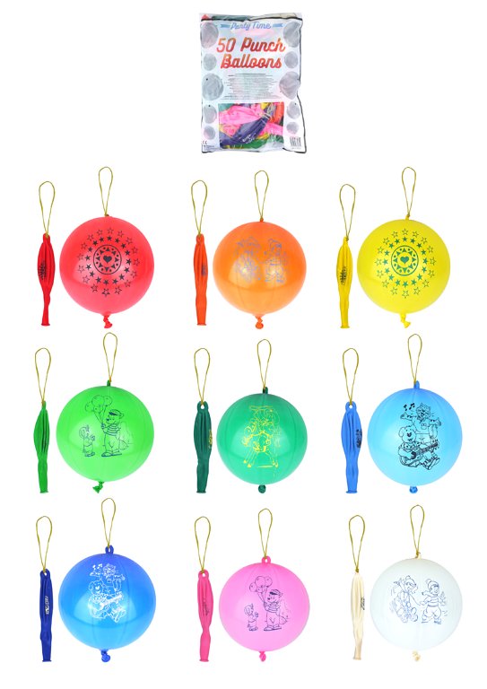 50 Colourful Printed Punch Balloons