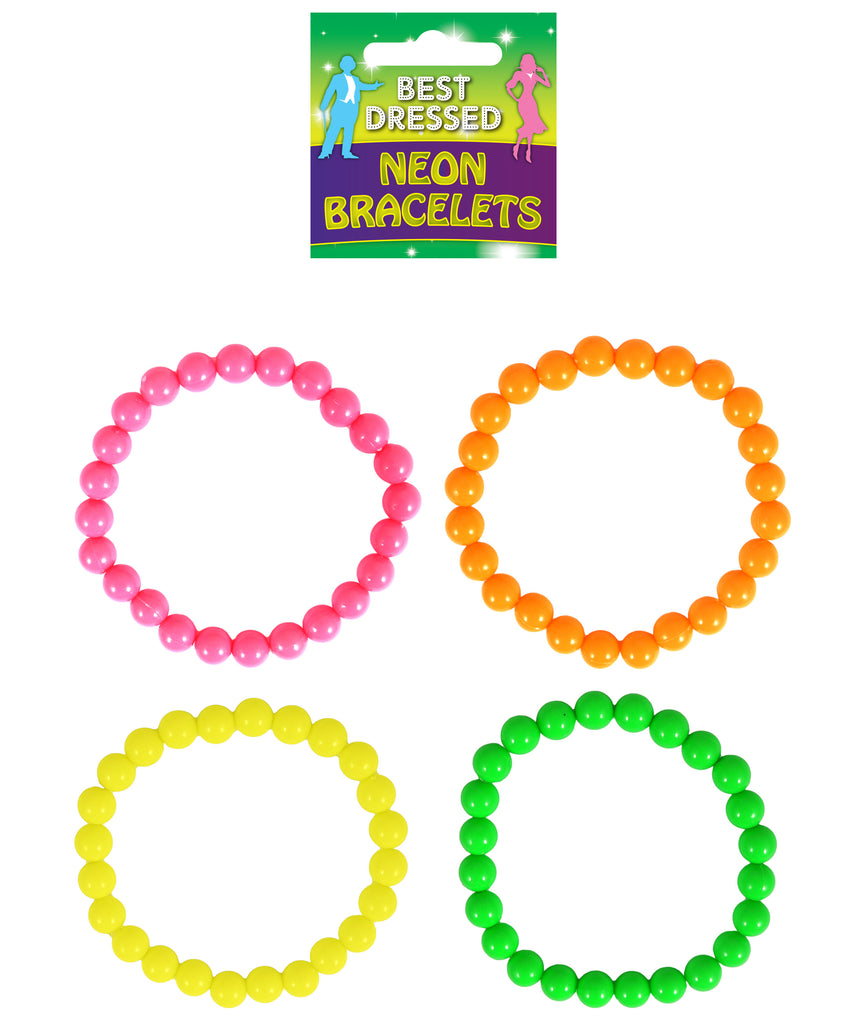 4 Neon Bead Bracelets