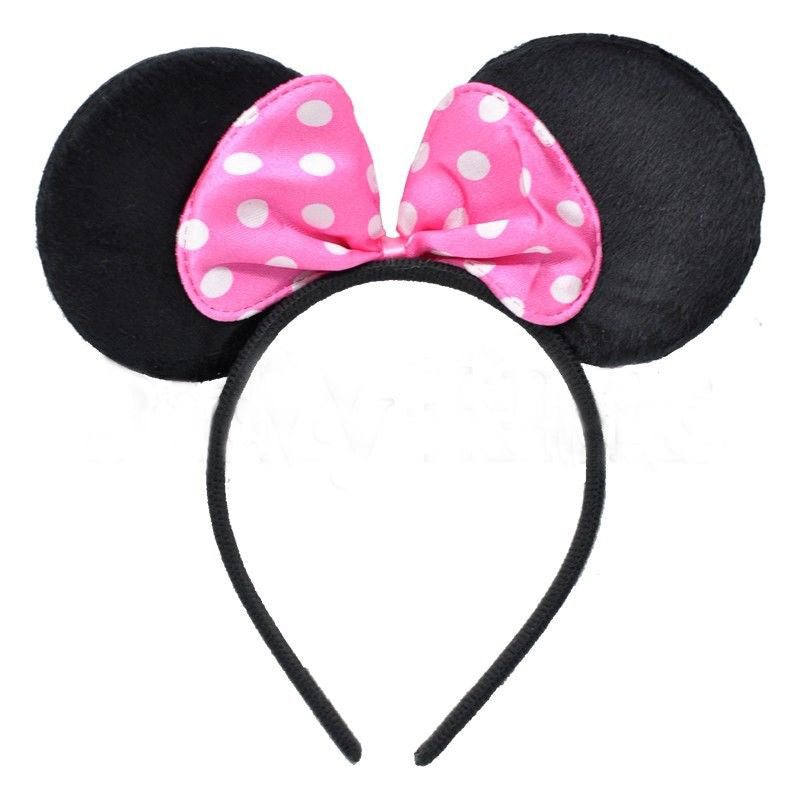 Mouse Ears & Pink Bow Headband