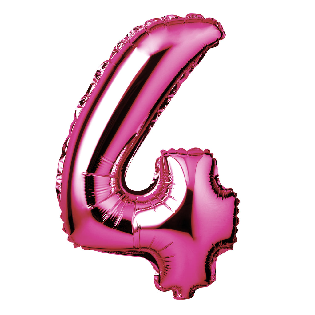 Large Pink Foil "Number 4" Balloon