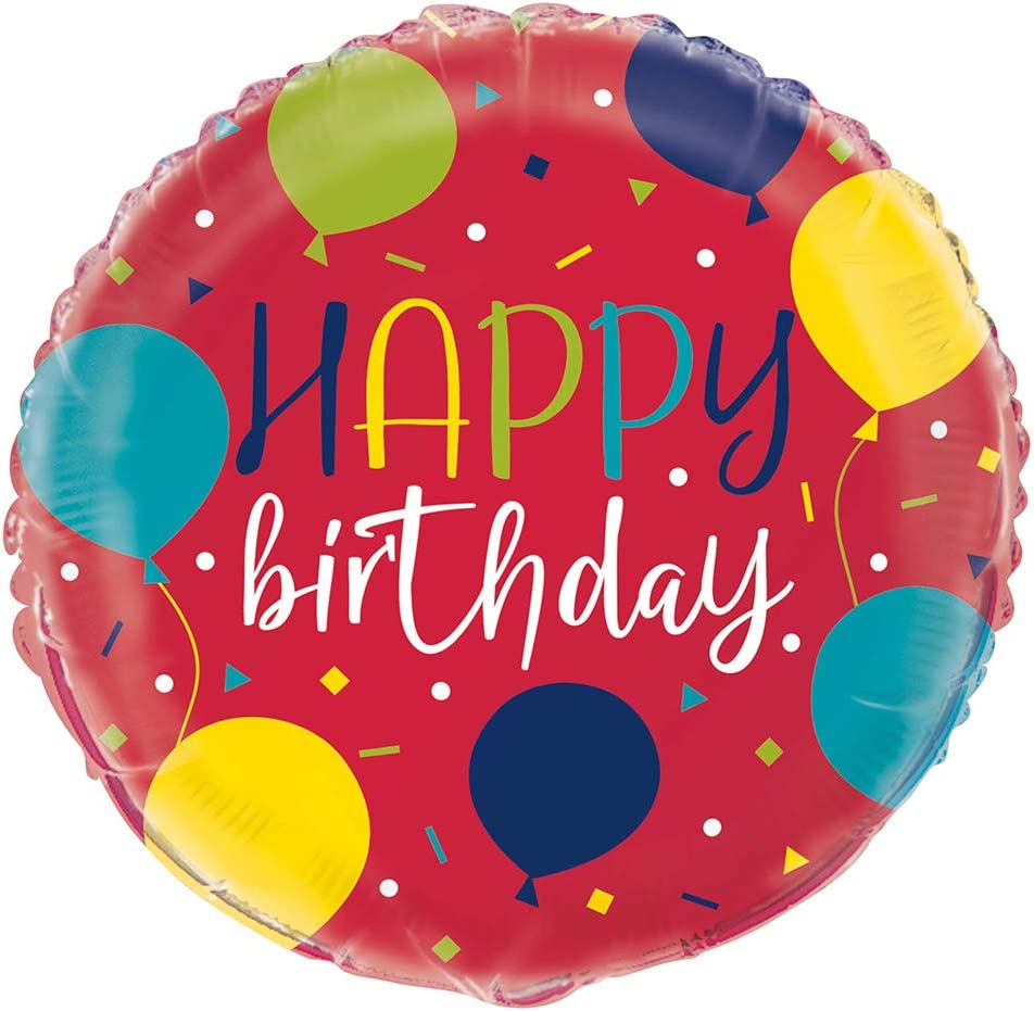 Happy Birthday Balloon Party 18" Round Foil Balloon