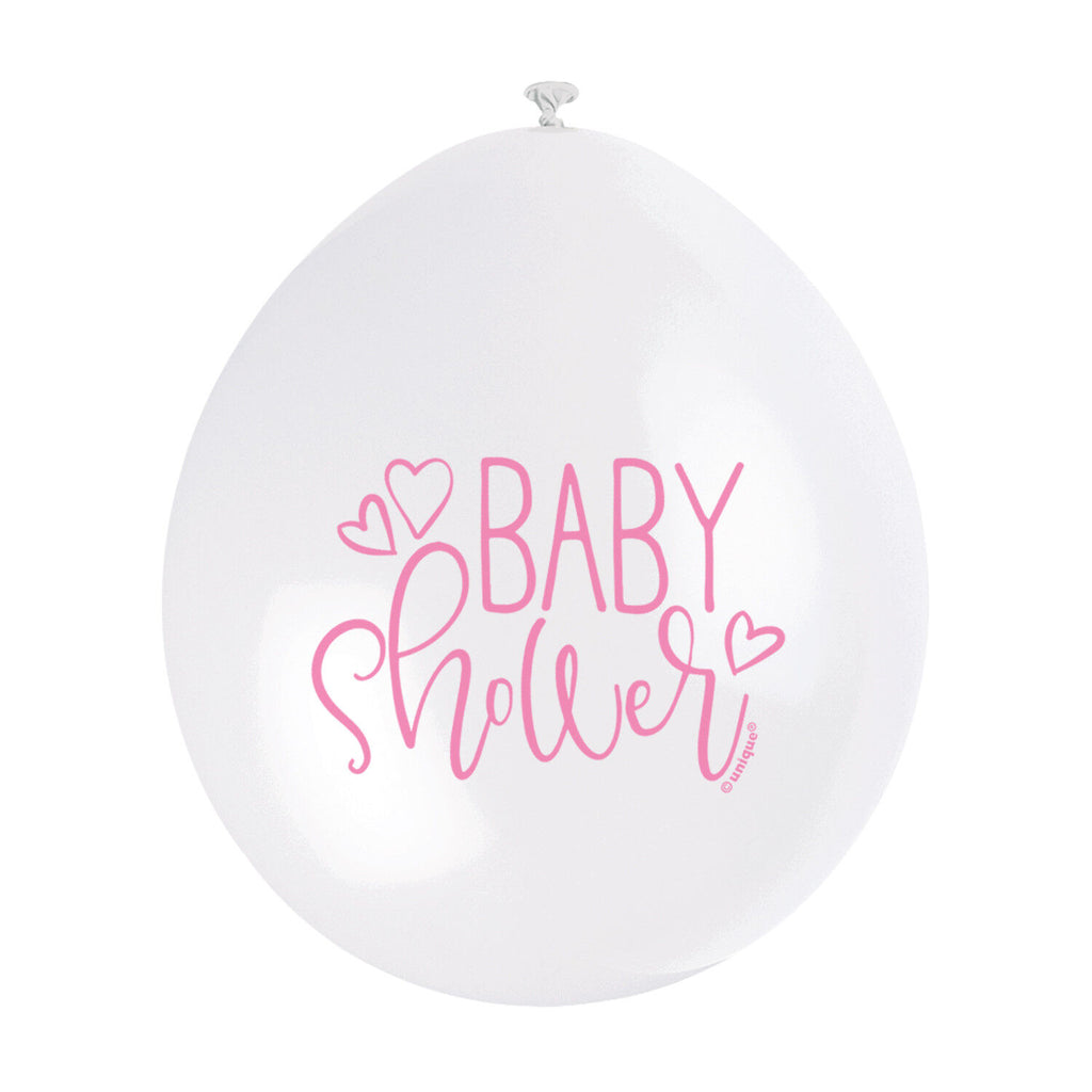 10 Pink Baby Shower 9" Latex Balloons