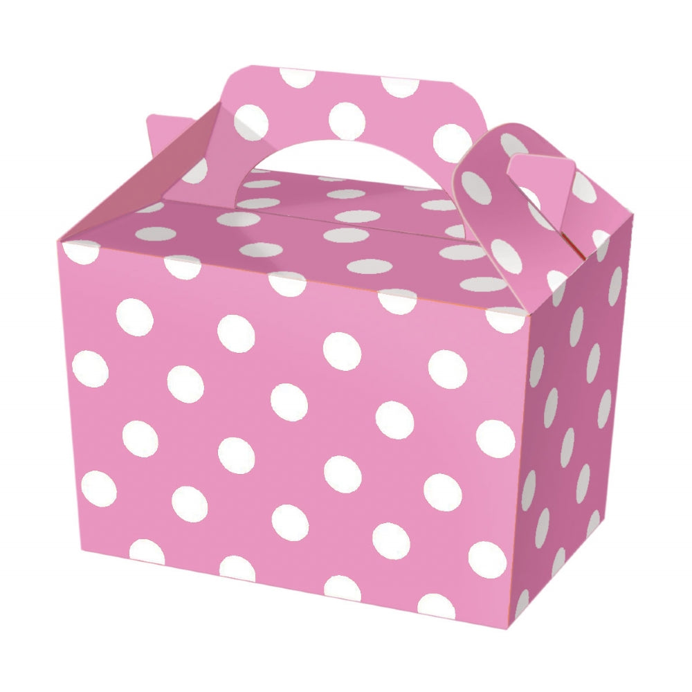 10 Pink Polka Dot Party Lunch Boxes