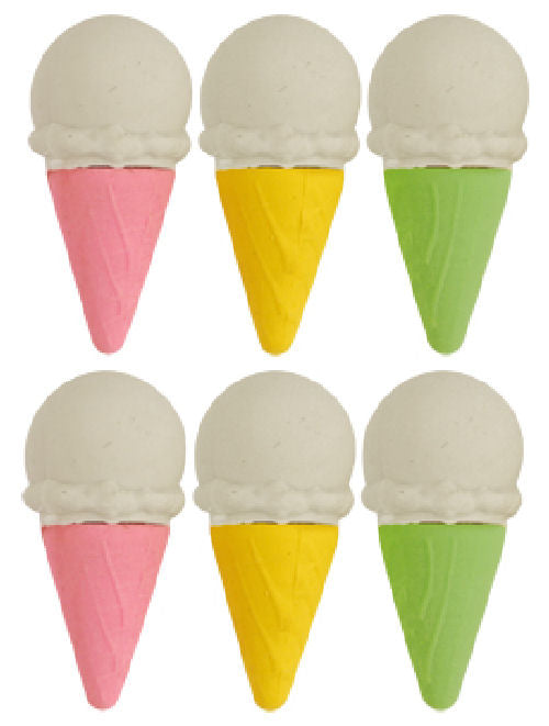 6 Ice Cream Rubber Erasers