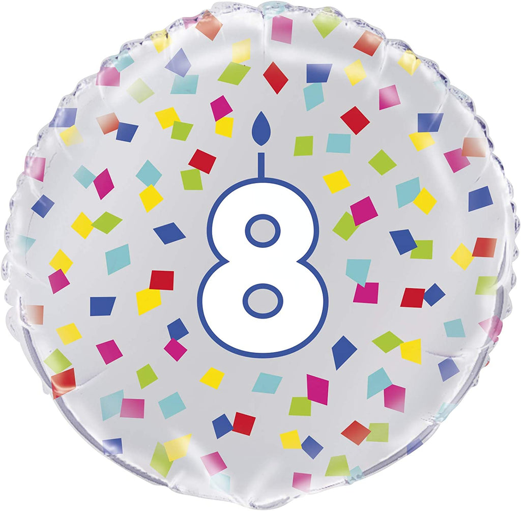 Number 8 Rainbow Birthday 18" Round Foil Balloon