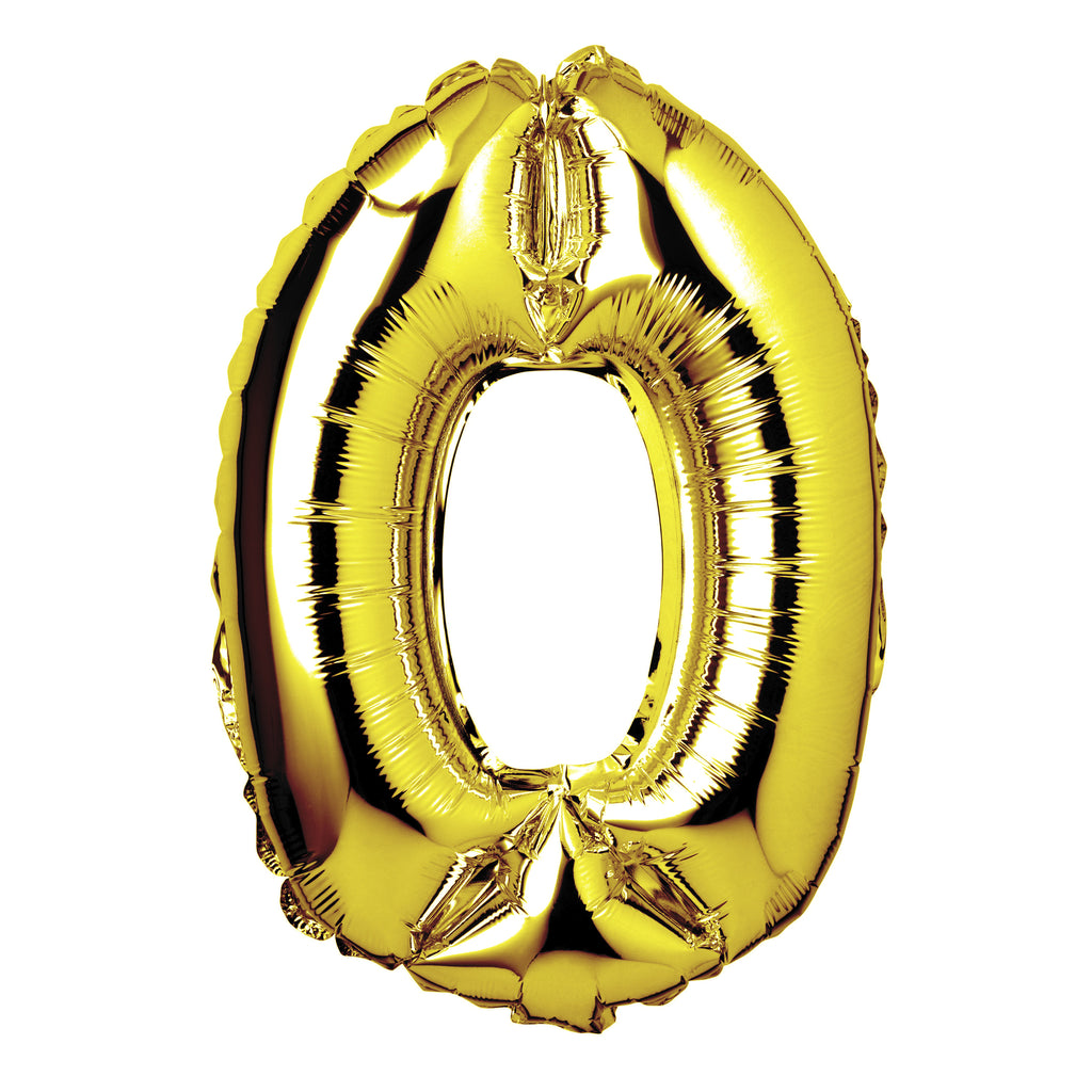 Large Gold Foil "Number 0" Balloon