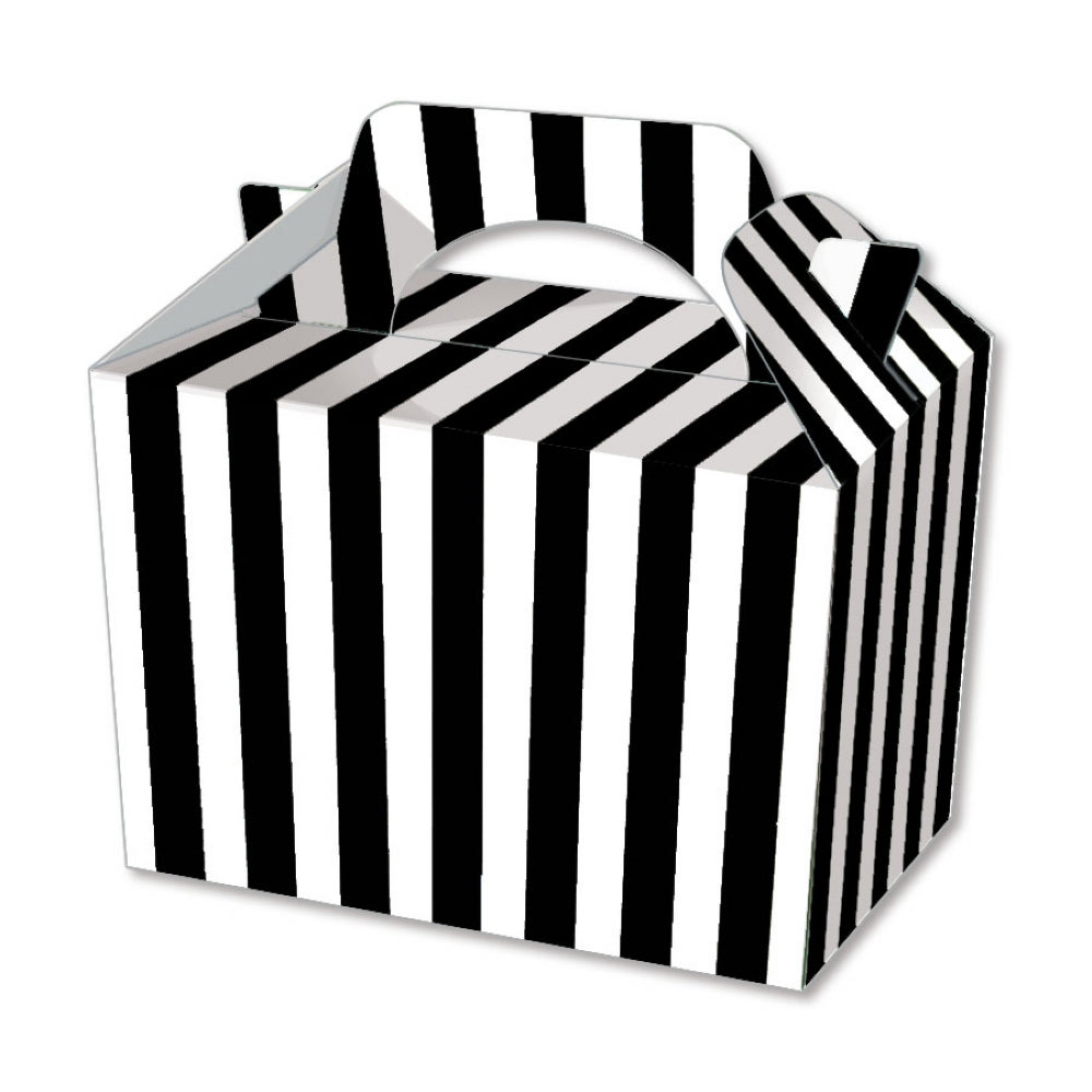 10 Black Stripe Party Lunch Boxes