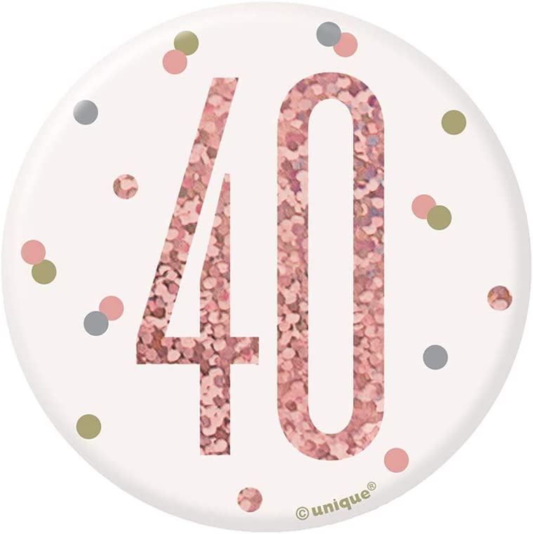 Rose Gold 40th Birthday Glitz Badge