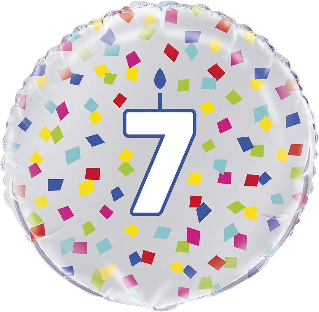 Number 7 Rainbow Birthday 18" Round Foil Balloon