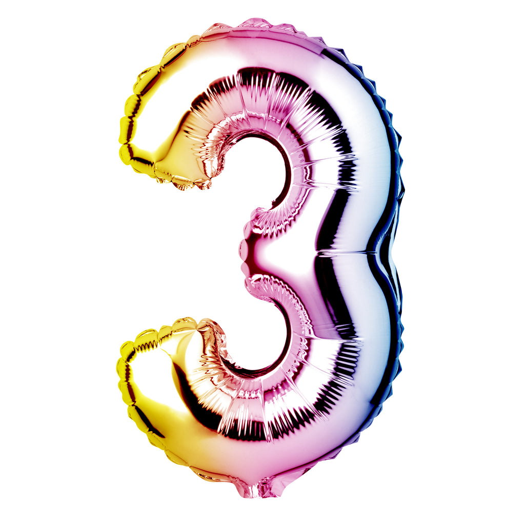 Large Rainbow Foil "Number 3" Balloon