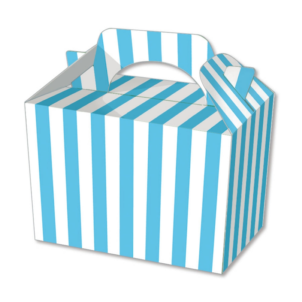 10 Blue Stripe Party Lunch Boxes