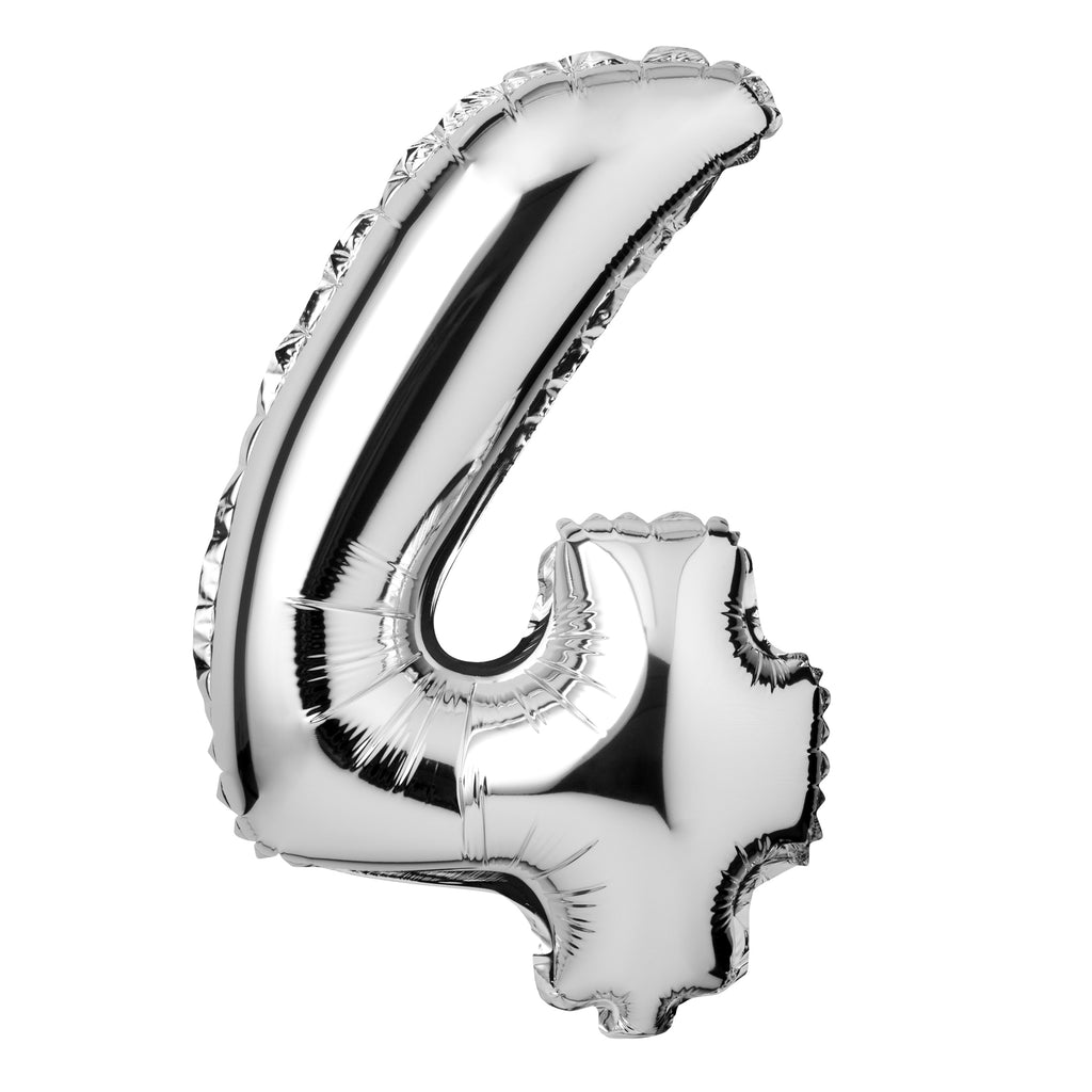 Large Silver Foil "Number 4" Balloon