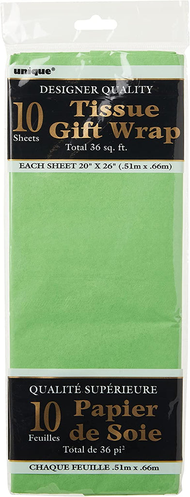 10 Lime Green Tissue Sheets