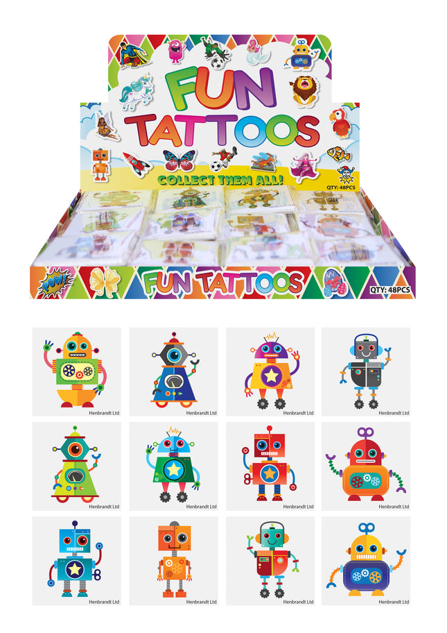 72 Robot Temporary Tattoos